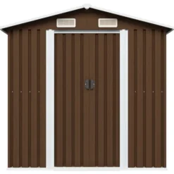 Förvaringsbod brun 204x132x186 cm stål - Förråd & Redskapsbodar Skjul, Garage & Carports