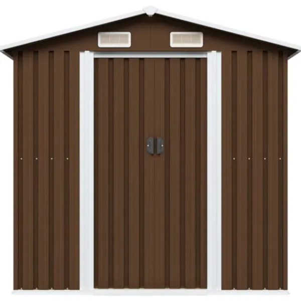 Förvaringsbod brun 204x132x186 cm stål - Förråd & Redskapsbodar Skjul, Garage & Carports