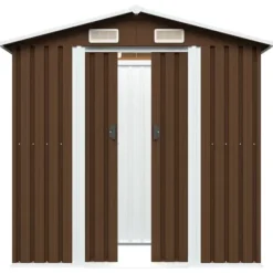 Förvaringsbod brun 204x132x186 cm stål - Förråd & Redskapsbodar Skjul, Garage & Carports
