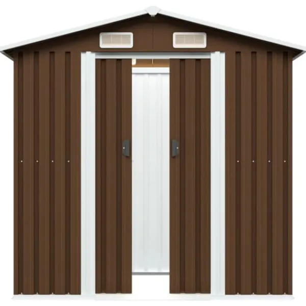 Förvaringsbod brun 204x132x186 cm stål - Förråd & Redskapsbodar Skjul, Garage & Carports