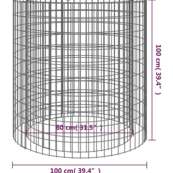 vidaXL Gabion för eldstad Ø 100 cm galvaniserat järn - Öppna spisar