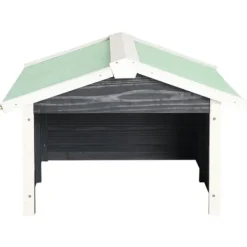 vidaXL Garage för robotgräsklippare 72x87x50 cm grå och vit granträ - Gräsklipparskydd