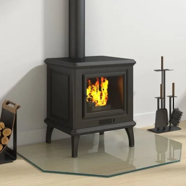 vidaXL Glasskiva för öppen spis sexkantig 80x60 cm - Glas