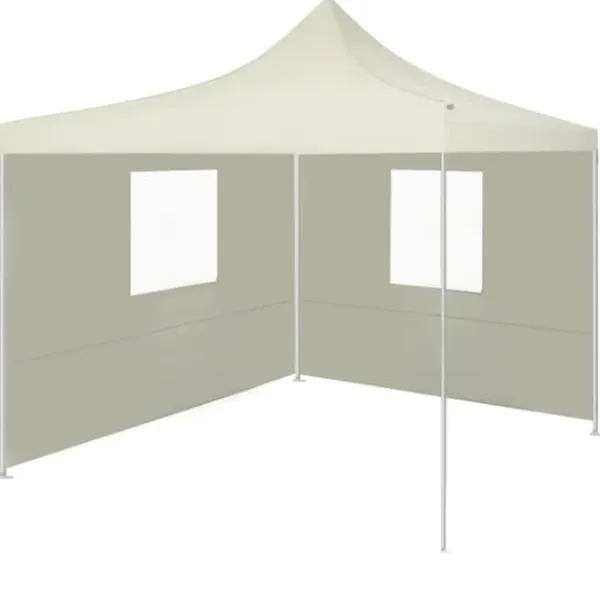 Outlet Hopfällbart tält med 2 väggar 3x3 m gräddvit - Partytält & paviljoner Tält & Lusthus