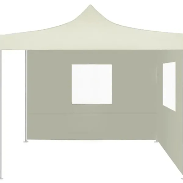 Outlet Hopfällbart tält med 2 väggar 3x3 m gräddvit - Partytält & paviljoner Tält & Lusthus