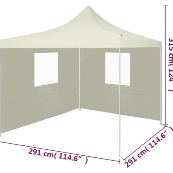 Outlet Hopfällbart tält med 2 väggar 3x3 m gräddvit - Partytält & paviljoner Tält & Lusthus