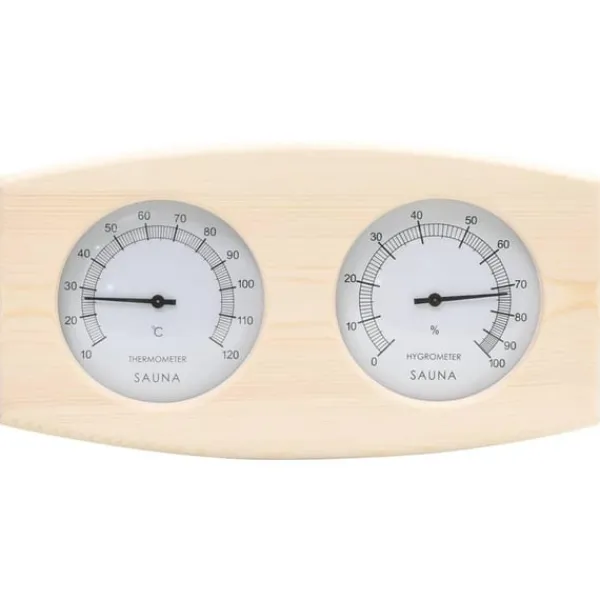 Hot 2-i-1 Bastutermometer & hygrometer sandur set massiv furu Bastu