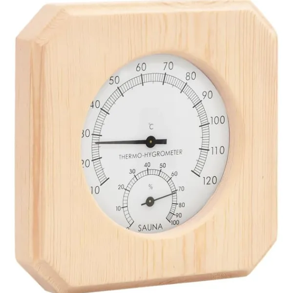 Hot 2-i-1 Bastutermometer & hygrometer sandur set massiv furu Bastu