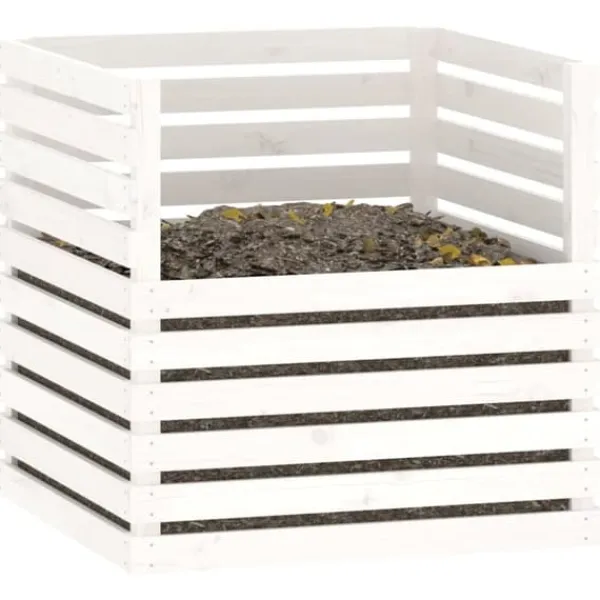vidaXL Kompostlåda vit 80x80x78 cm massiv furu - Komposterare