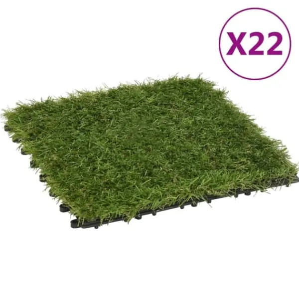 New Konstgräsplattor 22 st grön 30x30 cm - Artificiell flora Trädgårdsprydnader