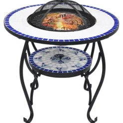 vidaXL Mosaic Fire Pit Bord Trädgård Fire Pit Uteplats Fire Pit Uteplats Fire Pit Utomhus Fire Pit Bakgård Blå 46724