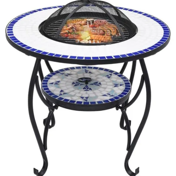 vidaXL Mosaic Fire Pit Bord Trädgård Fire Pit Uteplats Fire Pit Uteplats Fire Pit Utomhus Fire Pit Bakgård Blå 46724