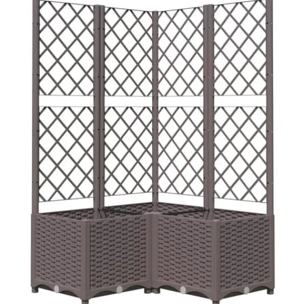 vidaXL Odlingslåda med spaljé brun 80x80x136 cm PP - Krukor & odlingslådor