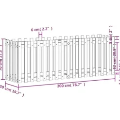 vidaXL Odlingslåda med staket-design 200x50x70 cm impregnerad furu - Krukor & odlingslådor