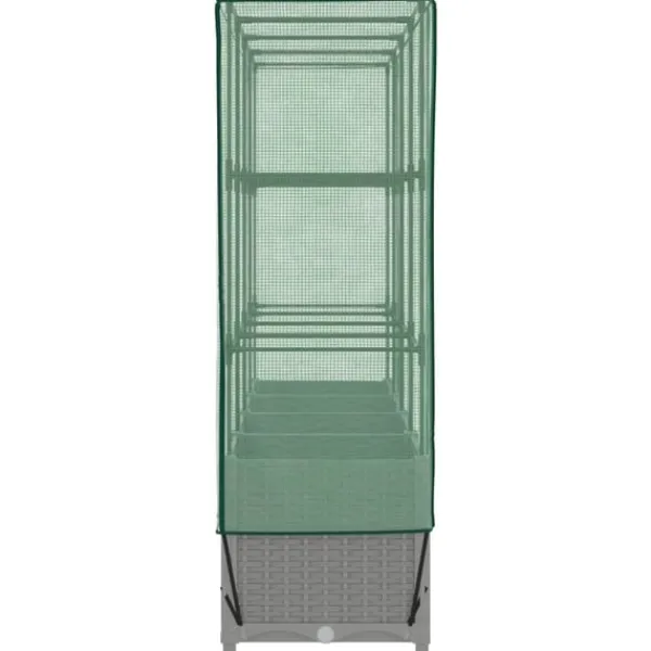 vidaXL Odlingslåda med växthusöverdrag rottinglook 160x40x138 cm