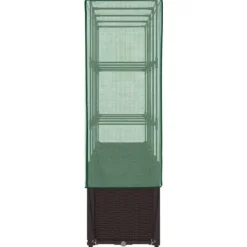 vidaXL Odlingslåda med växthusöverdrag rottinglook 160x40x153 cm