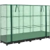 vidaXL Odlingslåda med växthusöverdrag rottinglook 160x40x123 cm