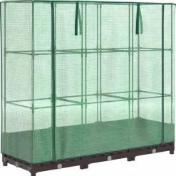 Outlet Odlingslåda med växthusöverdrag rottinglook 120x40x123 cm Växthus