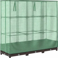 Outlet Odlingslåda med växthusöverdrag rottinglook 120x40x123 cm Växthus