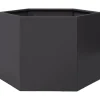 vidaXL Odlingslåda svart sexkantig 69x60x45 cm stål