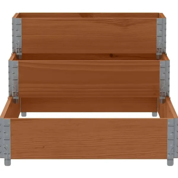 vidaXL Pallkrage 3 nivåer brun 120x80 cm massiv furu