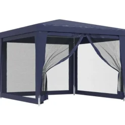 vidaXL Partytält med 4 sidoväggar i nät 3x3 m HDPE blå - Partytält & paviljoner