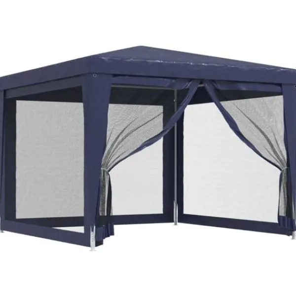 vidaXL Partytält med 4 sidoväggar i nät 3x3 m HDPE blå - Partytält & paviljoner