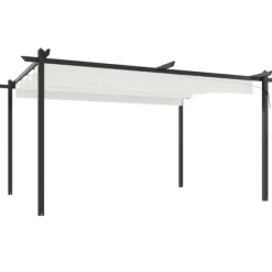 Best Paviljong med infällbart tak 4x3 m gräddvit - Partytält & paviljoner Valvbågar, Spaljéer, Bersåer & Pergolor