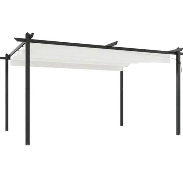 Best Paviljong med infällbart tak 4x3 m gräddvit - Partytält & paviljoner Valvbågar, Spaljéer, Bersåer & Pergolor