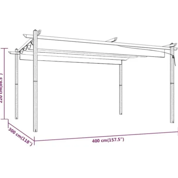 Best Paviljong med infällbart tak 4x3 m gräddvit - Partytält & paviljoner Valvbågar, Spaljéer, Bersåer & Pergolor