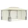 vidaXL Paviljong med nät 300x400x265 cm gräddvit - Partytält & paviljoner