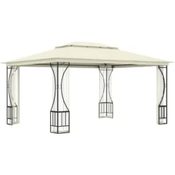 vidaXL Paviljong med nät 300x400x265 cm gräddvit - Partytält & paviljoner