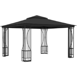 vidaXL Paviljong med nät 300x300x265 cm antracit - Partytält & paviljoner