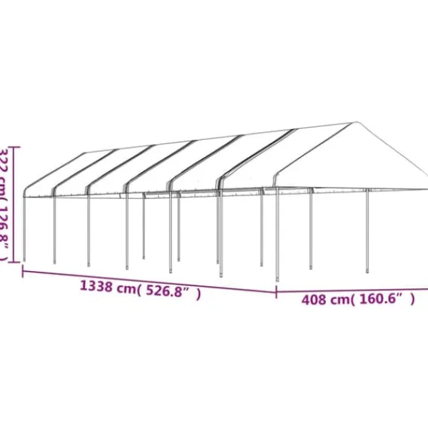 Online Paviljong med tak vit 13,38x4,08x3,22 m polyeten - Partytält & paviljoner Tält & Lusthus