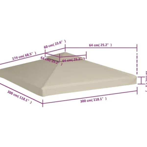 Hot Paviljongtak 310 g/m² 3 x 3 m beige - Tak till partytält & lusthus Tält & Lusthus