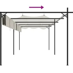 Outlet Pergola med infällbart tak gräddvit 589x292x230 cm - Partytält & paviljoner Valvbågar, Spaljéer, Bersåer & Pergolor