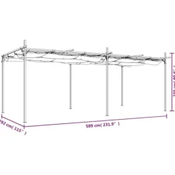 Outlet Pergola med infällbart tak gräddvit 589x292x230 cm - Partytält & paviljoner Valvbågar, Spaljéer, Bersåer & Pergolor