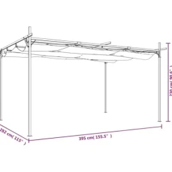 Discount Pergola med infällbart tak gräddvit 395x292x230 cm - Partytält & paviljoner Valvbågar, Spaljéer, Bersåer & Pergolor