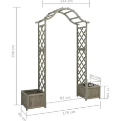 Sale Pergola med odlingslåda grå massivt granträ - Bersåer, spaljéer & pergolor Valvbågar, Spaljéer, Bersåer & Pergolor