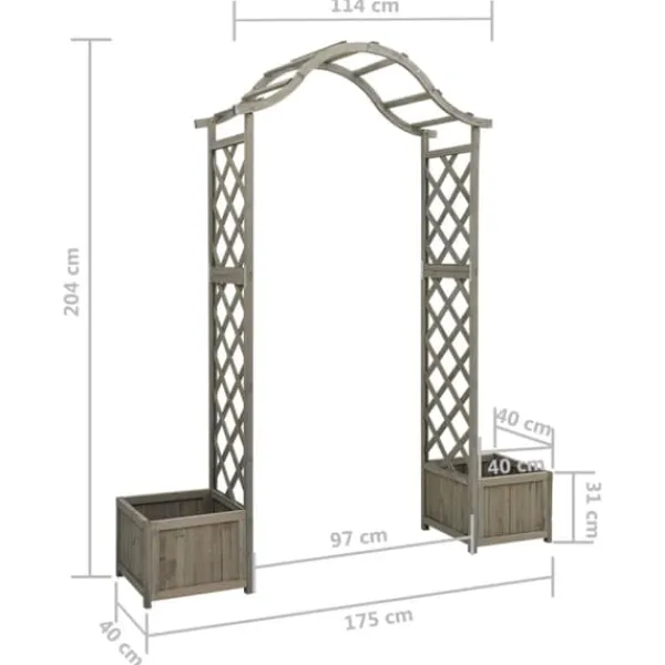 Sale Pergola med odlingslåda grå massivt granträ - Bersåer, spaljéer & pergolor Valvbågar, Spaljéer, Bersåer & Pergolor
