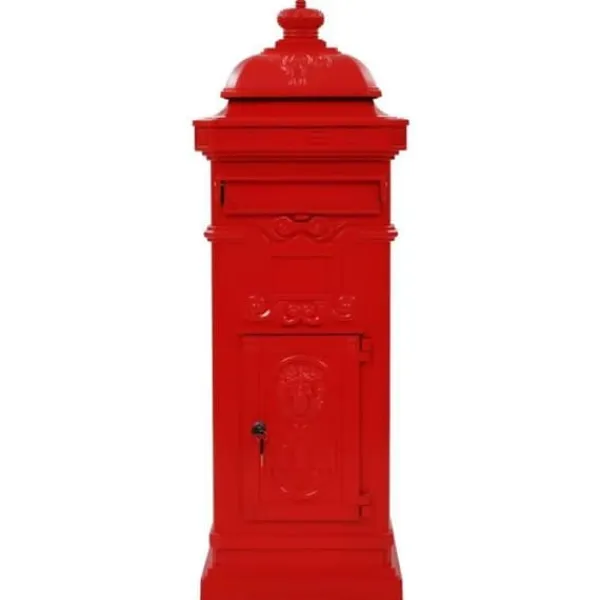 vidaXL Pillar Mailbox Vintage Rostskyddad Aluminium Röd
