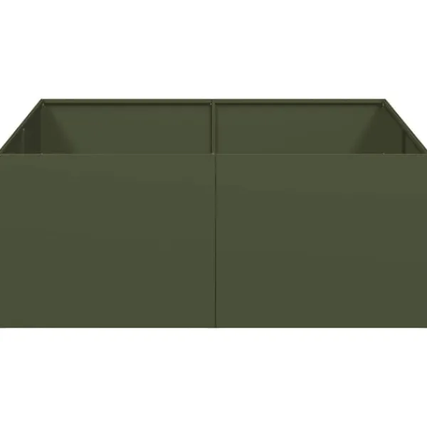 vidaXL Planteringskärl olivgrön 100x100x40 cm stål