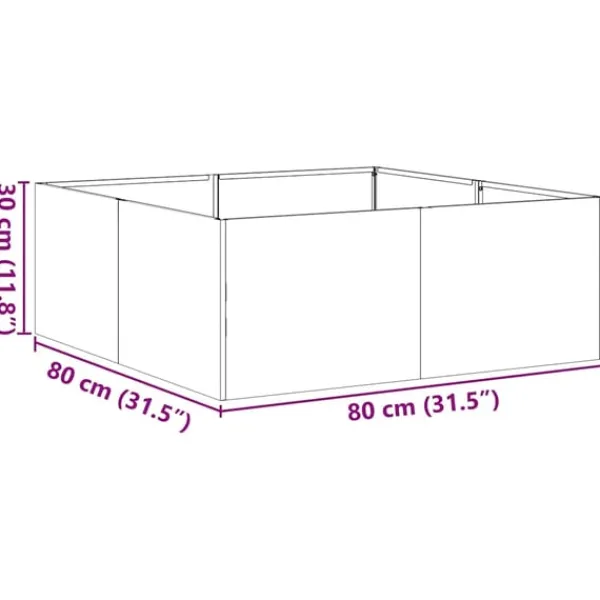 Planteringskärl 80x80x30 cm galvaniserat stål Krukor & Växtbehållare