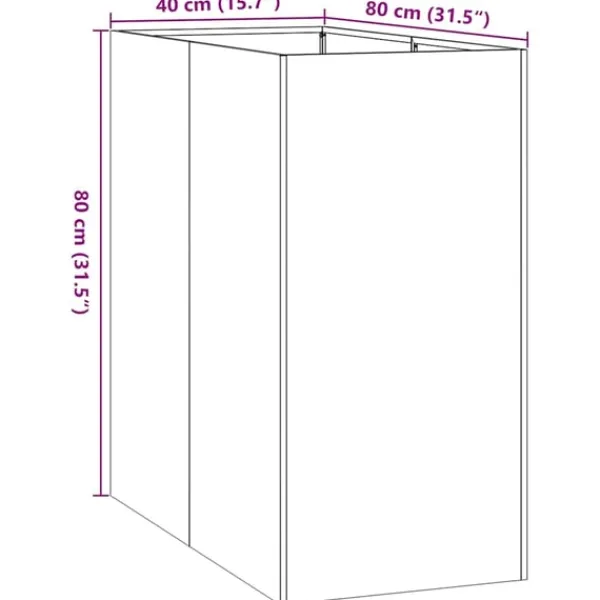 Planteringskärl 40x80x80 cm rostfritt stål Krukor & Växtbehållare