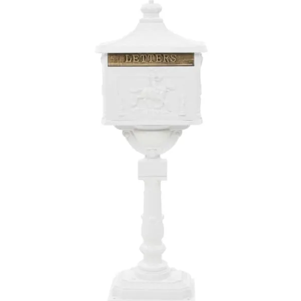 Postlåda på stolpe vintage stil rostfri aluminium vit - Brevlådor Postlådor & Brevlådor