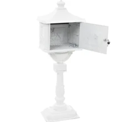 Postlåda på stolpe vintage stil rostfri aluminium vit - Brevlådor Postlådor & Brevlådor