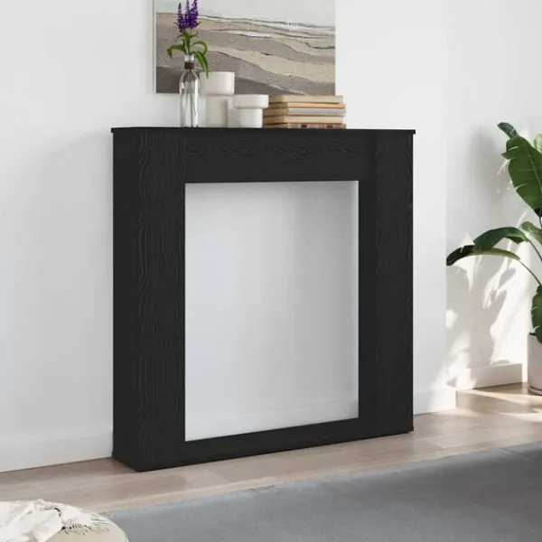 Öppen spis infattning svart ek 100x20x100 cm konstruerat trä Öppna Spisar