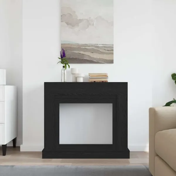 vidaXL Öppen spis infattning svart ek 100x30x87,5 cm konstruerat trä