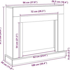 vidaXL Öppen spis infattning svart ek 100x30x87,5 cm konstruerat trä