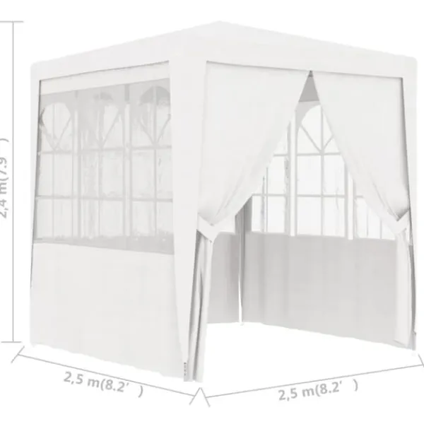Hot Professionellt partytält med väggar 2,5x2,5 m vit 90 g/m² - Partytält & paviljoner Tält & Lusthus